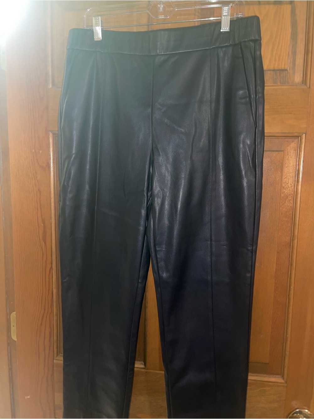 Ann Taylor NAVY Faux Leather Slim Straight Pants